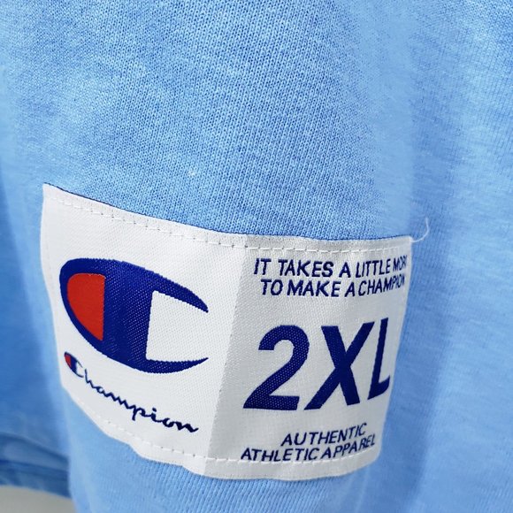 Champion Men's Three-Quarter Raglan Sleeve Baseball T-Shirt Size 2XL Blue - Picture 6 of 7